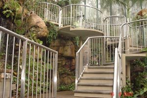 stainless steel handrail at botanical gardens